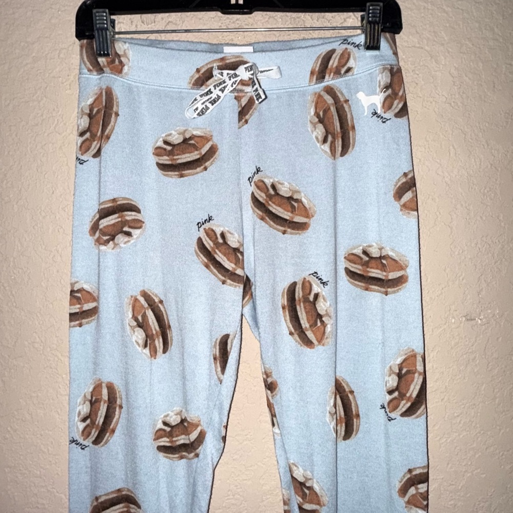PINK VS Lounge Pants Pancake Print Blue Soft Sleep Pajama - Picture 2 of 8